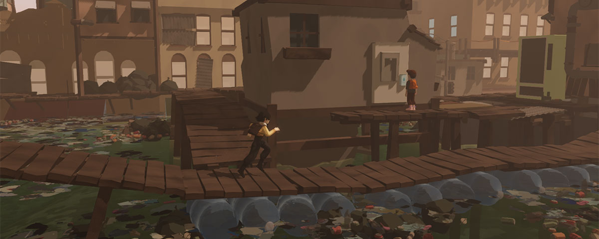 noa auf dem weg durch eine verwüstete stadt nach avalon island